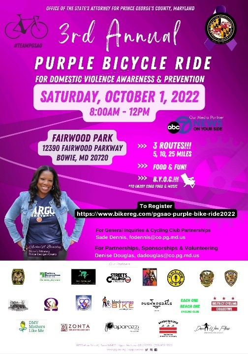 JOIN US FOR THE 3RD ANNUAL PURPLE BIKE RIDE ON OCTOBER 1ST