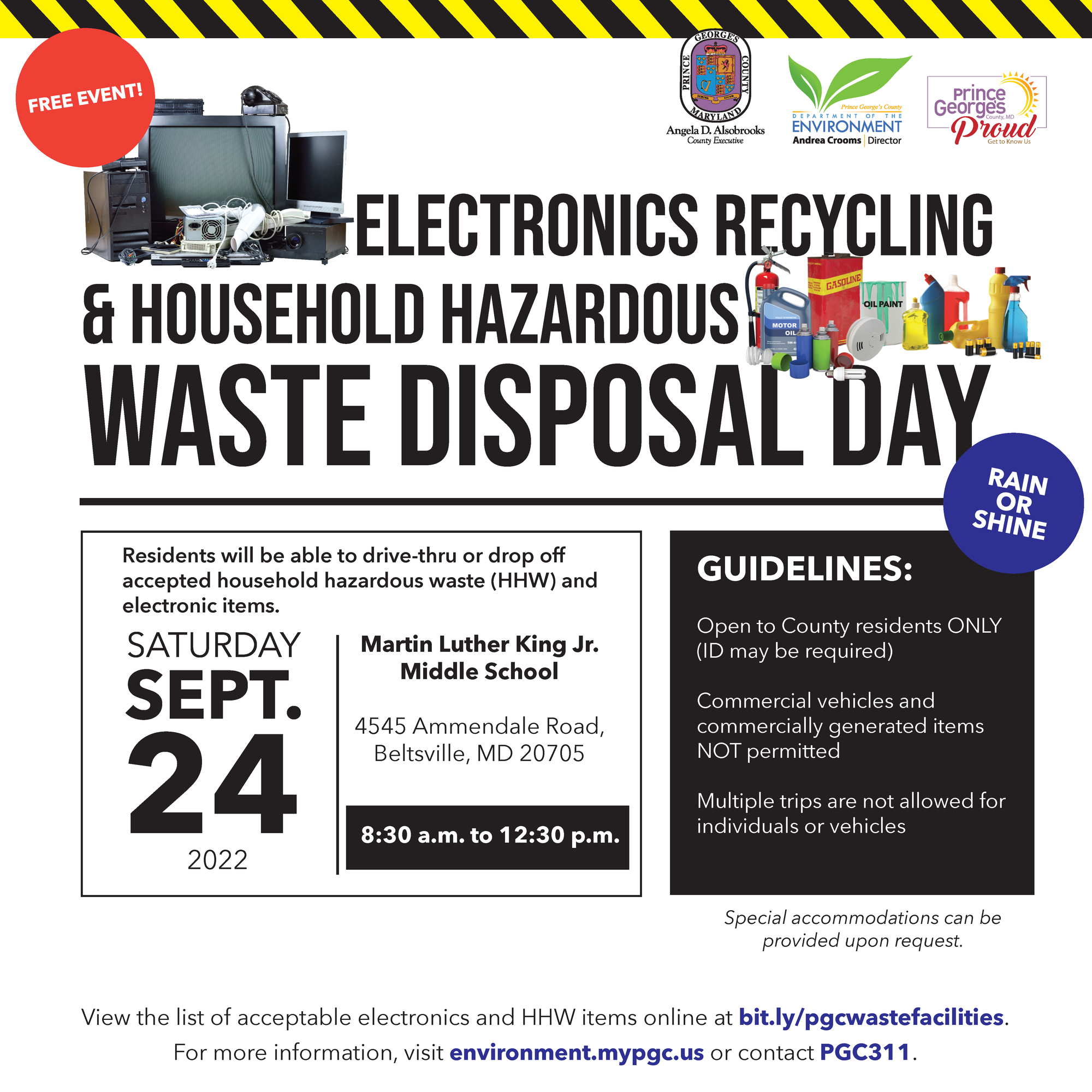 Electronics Recycling and Household Hazardous Waste Disposal DaY