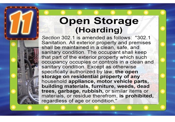 County Code text regarding Open Storage - Hoarding