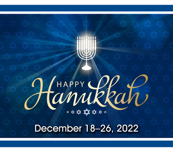 Hanukkah holiday banner with hanukkiah candelabra