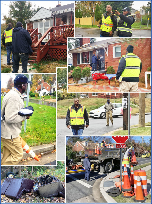 Operation Focused Enforcement, photos of inspectors canvassing neighborhoods.