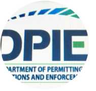 Twitter symbol of DPIE logo cut into circle