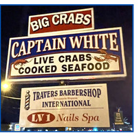 Captain White's Seafood plaza sign
