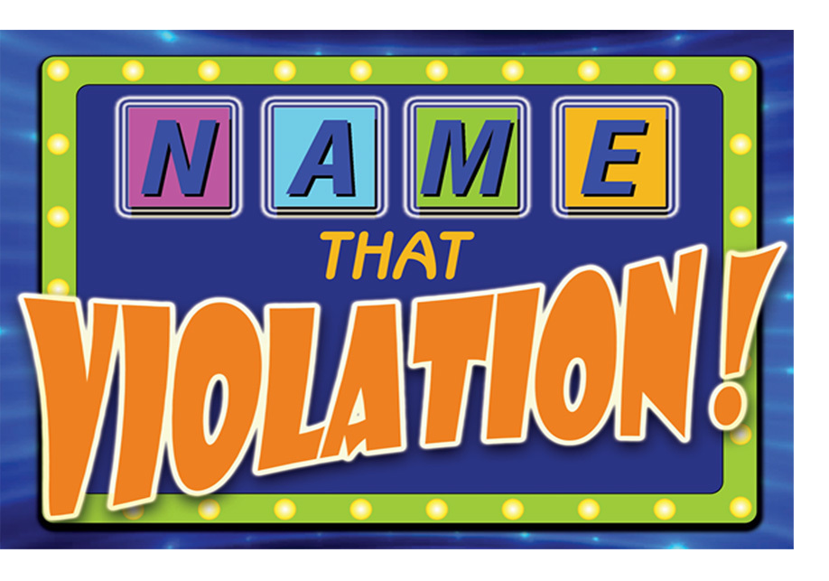 Name that Violation Title banner in lights