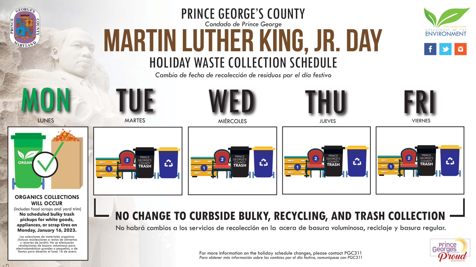 Holiday Waste Collection Schedule for MLK Jr. Day Holiday