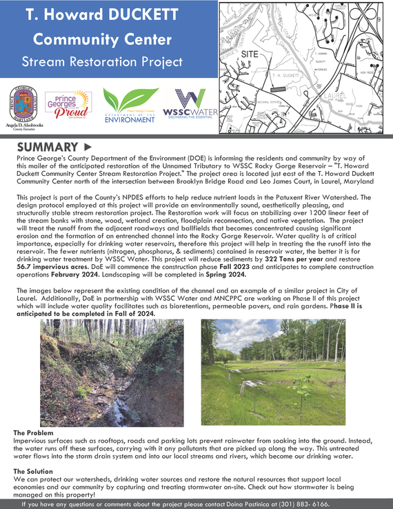 T. Howard Duckett Community Center Stream Restoration Project