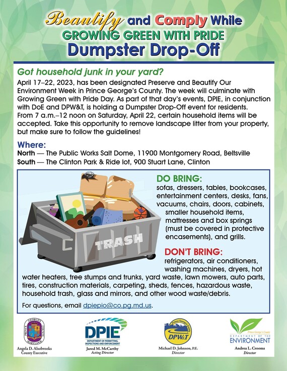 DPIE Dumpster Drop off