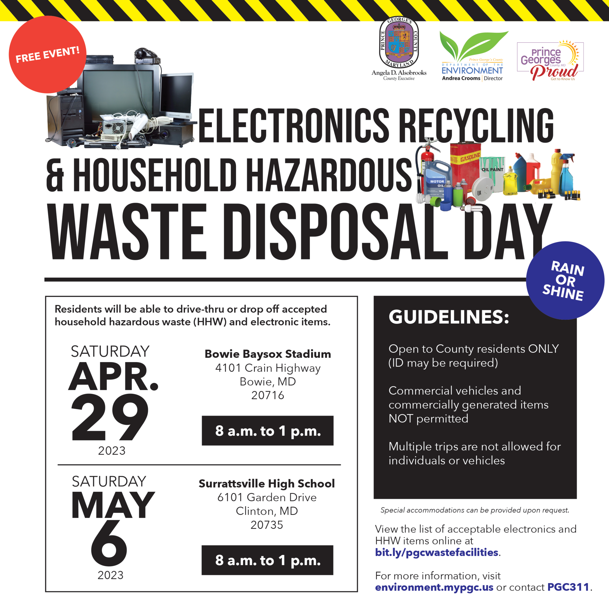 TOMORROW May 6 Free Household Hazardous Waste and Electronics