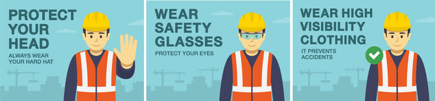 Building Safety Month - Row 1 of safety gear and protocol
