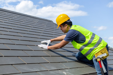 Roof Repairman Replacing Shingle