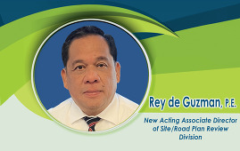 Rey de Guzman, New Acting AD of Site Road Plan Review at DPIE, photo with green and blue swirls