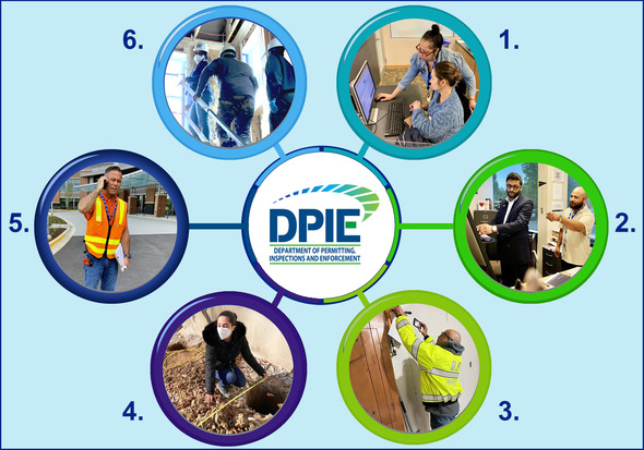 Photo wheel of DPIE Building Safety employees at work