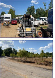 Racetrack before and after the cleanup photo with clear raceway and landscape