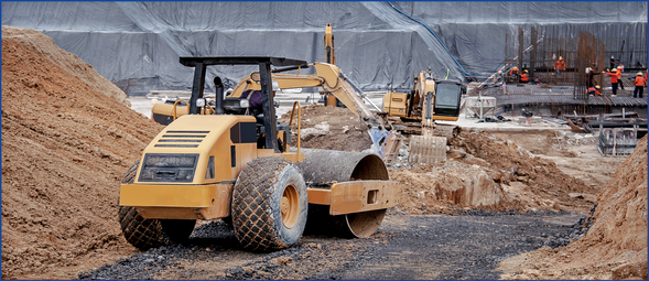 New Site Road Construction Price List, photo of equipment and workers on construction site