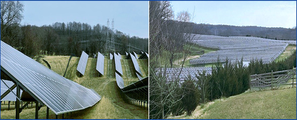 Solar panel farms, photos of land use for solar panels