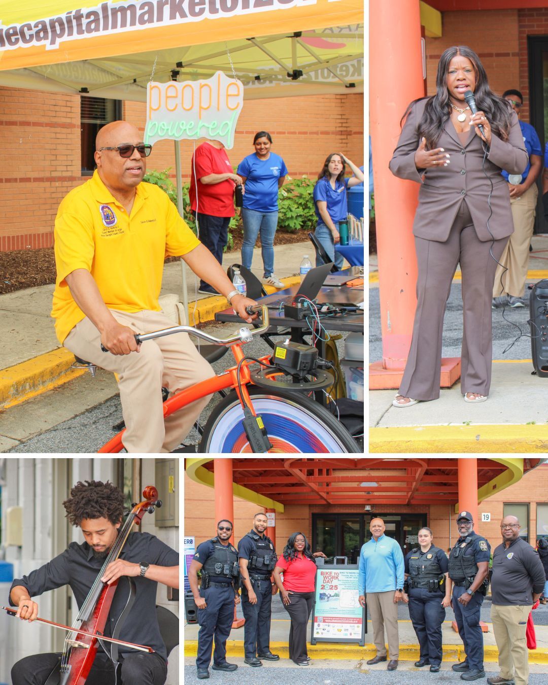 Bike to Work Day at the largo / kettering community center featuring elected officials: Calvin Hawkins, Wala Belgay, and Aisha Braveboy
