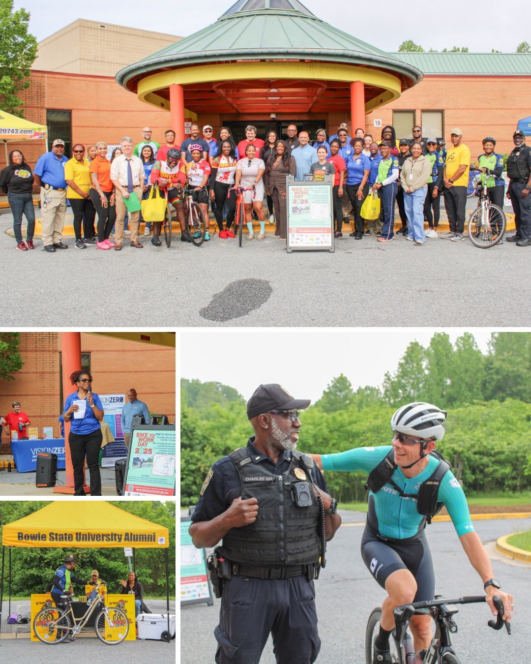 Bike to Work Day featuring members of the community participating at the Largo / Kettering pit stop
