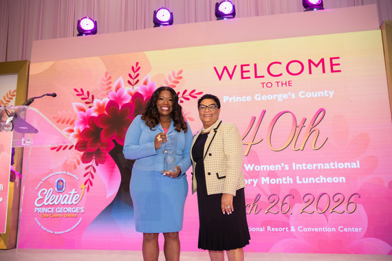 County Executive Braveboy standing with Office of Management and Budget OMB Director Angela Fair-Baker