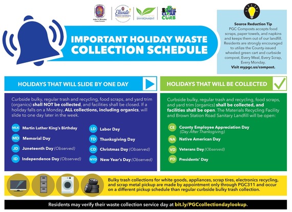 Holiday Waste schedule