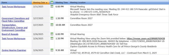 Upcoming Council Sessions