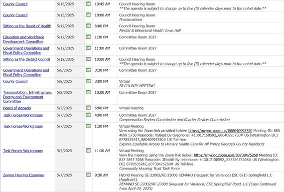 Upcoming Council Sessions May