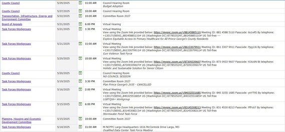 County Council Sessions May