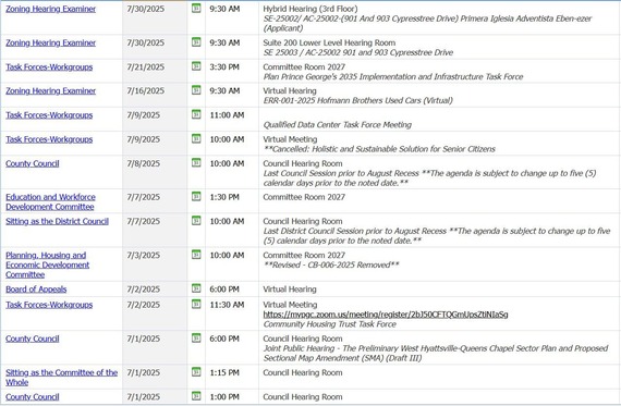 Upcoming Council Meetings_July
