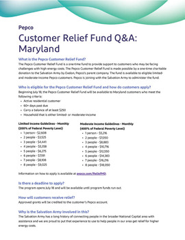 PEPCO MD Relief Fund Q&A
