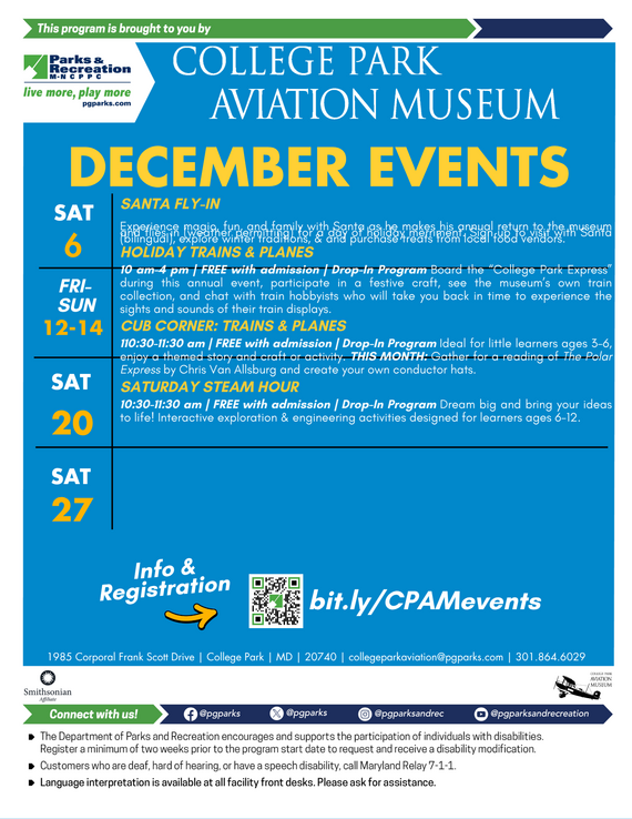 December Events w/ CP Aviation Museum 