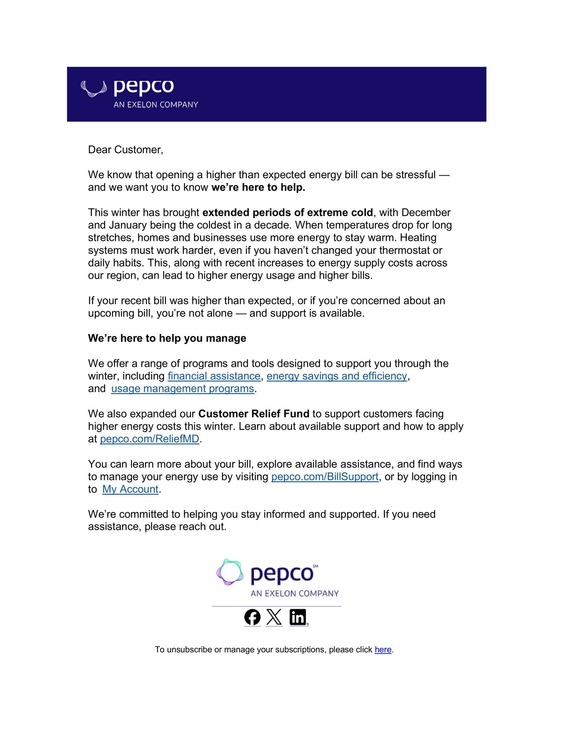 2026 Winter Pepco Bill