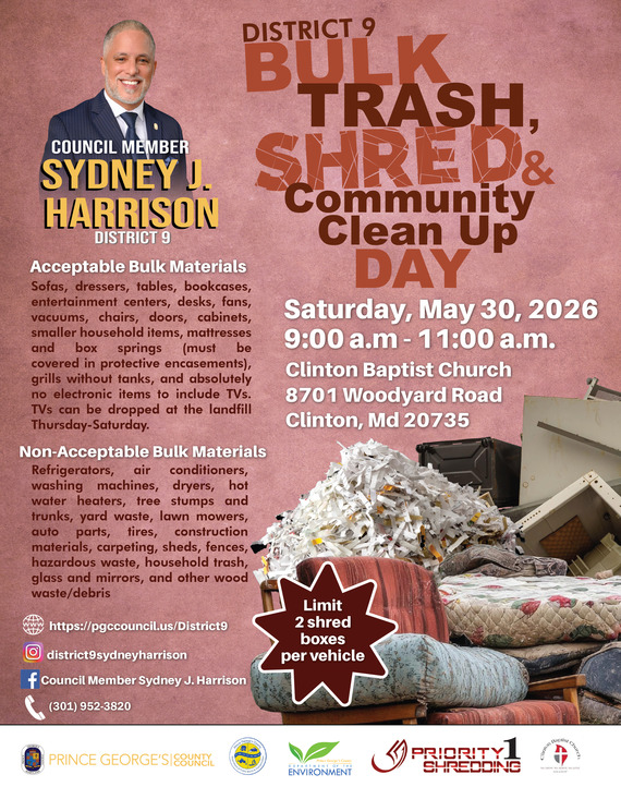 District 9 Bulk Trash, Shred & Community Clean Up Day 2026