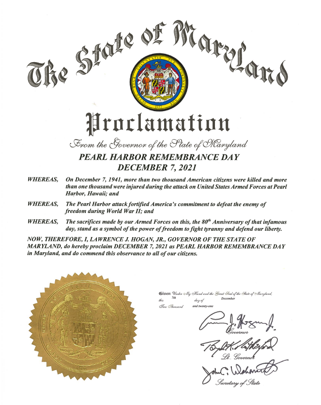 Pearl Harbor Day Proclamation