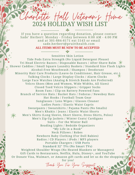 Charlotte Hall Wish List