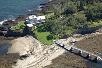 Aerial shot of Eagle Island with Peary Home