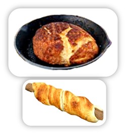 Bannock in skillet and on a stick.