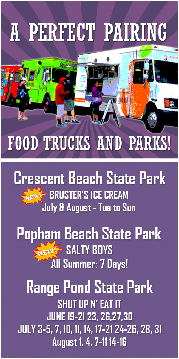 Flyer about food trucks at Maine State Parks.