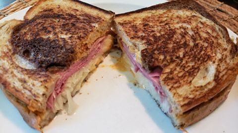 Grilled Reuben sandwich.