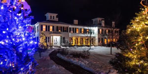 Blaine house with outdoor holiday tree display.