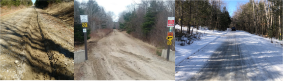 Mix of spring Mud Season conditions on Maine ATV trails.