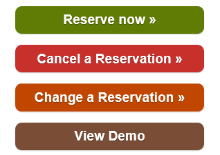 Camping reservations online service buttons for reserving, canceling, changing or viewing demo.