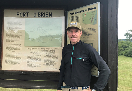 Andy Cutko, Maine Bureau of Parks and Lands Director, at Fort O'Brien by the kiosk.