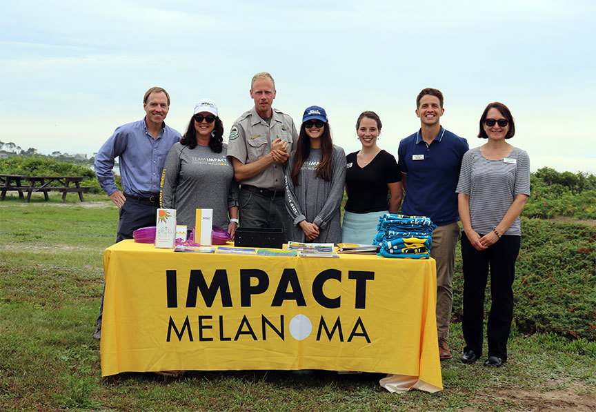 Staff from Maine Cancer Foundation, Impact Melanoma, and the Bureau of Parks and Lands at Crescent Beach State Park.