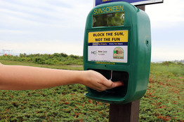 Sunscreen dispenser at Crescent Beach State Park.