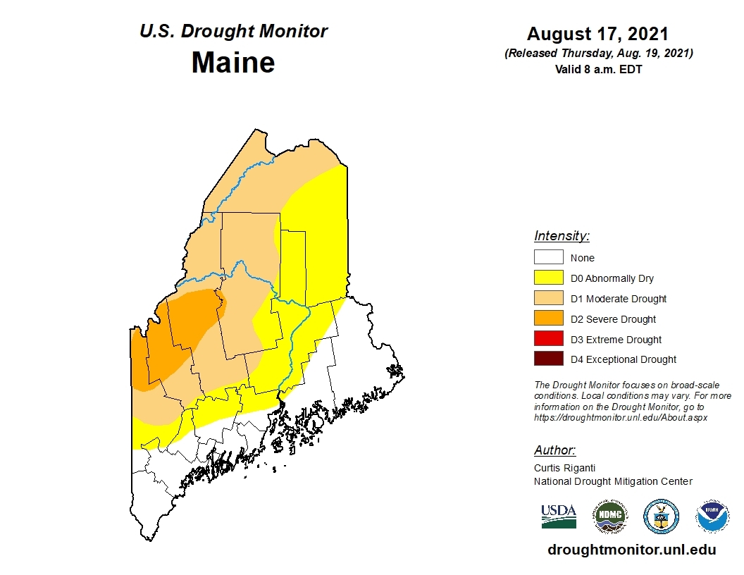 Map of drought areas for Maine