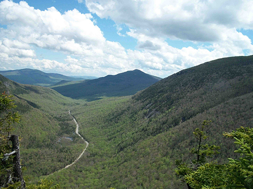 Aerial view of Grafton Notch State Park and Mahoosuc Public Land.