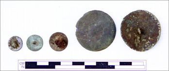 Buttons from archaeological dig in Kennebunk.