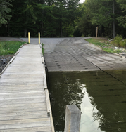 Photo showing floats removed from boat launch site.