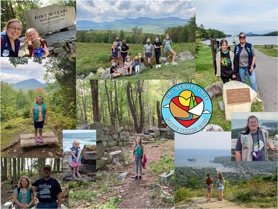 2021 Girl Scouts Love State Parks photo montage of locations visited.