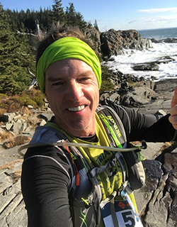 Andy Cutko participating in the Bold Coast Bash run at Cutler Coast Public Land.