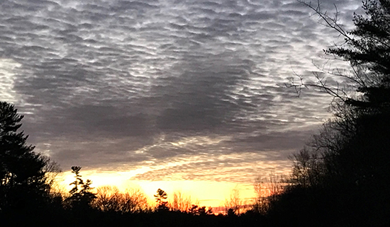 Pre-sunrise phot with a yellow glow.
